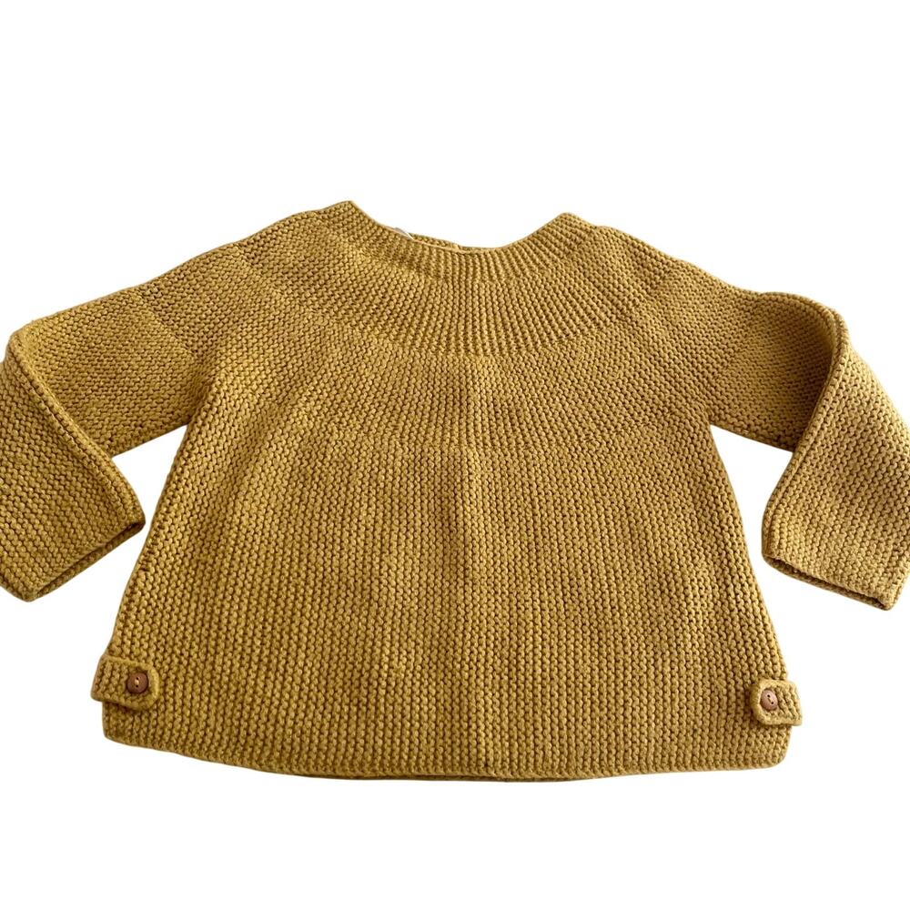 Zara Girls Pearl Knit Sweater Mustard Yellow Size 2-3Y Cozy European Style